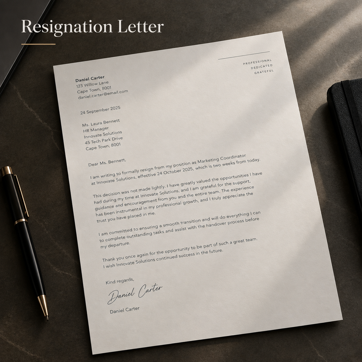 ProForms SA Resignation Letter/Email™