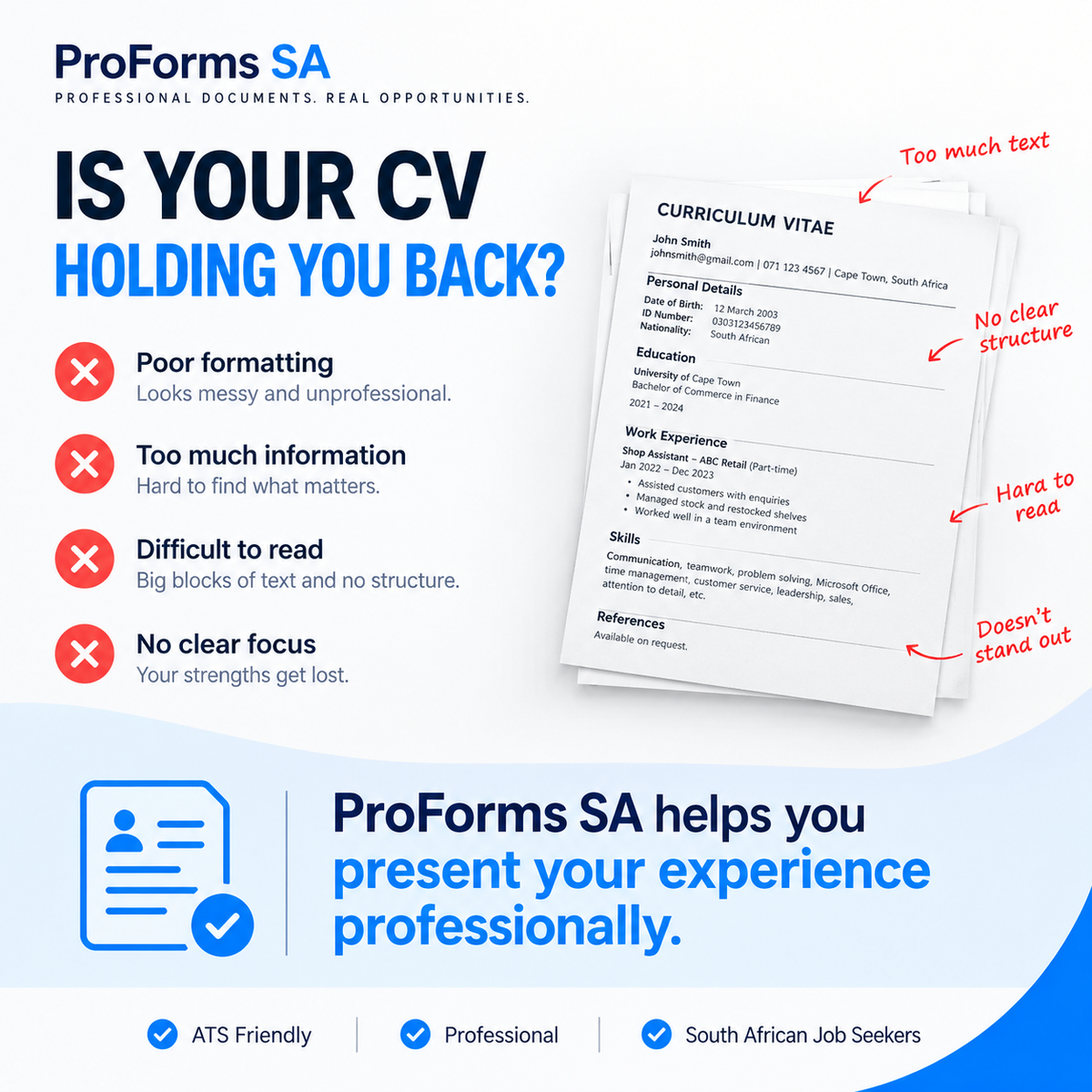 ProForms SA™ Professional CV