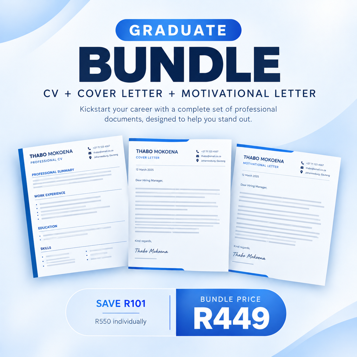 Graduate Bundle ( CV + Cover Letter + Motivational Letter )