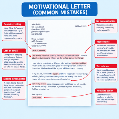ProForms SA™  Motivational Letter/Email